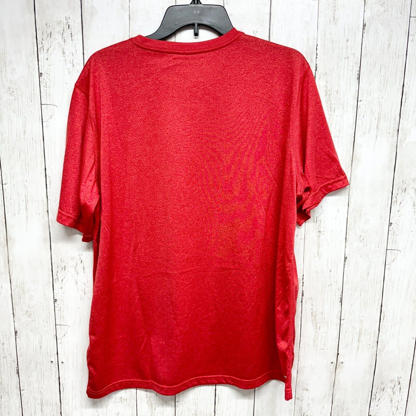 REEBOK Shirt Men Size L Short Sleeve Dry Fit Athletic Running Casual Red Stretch