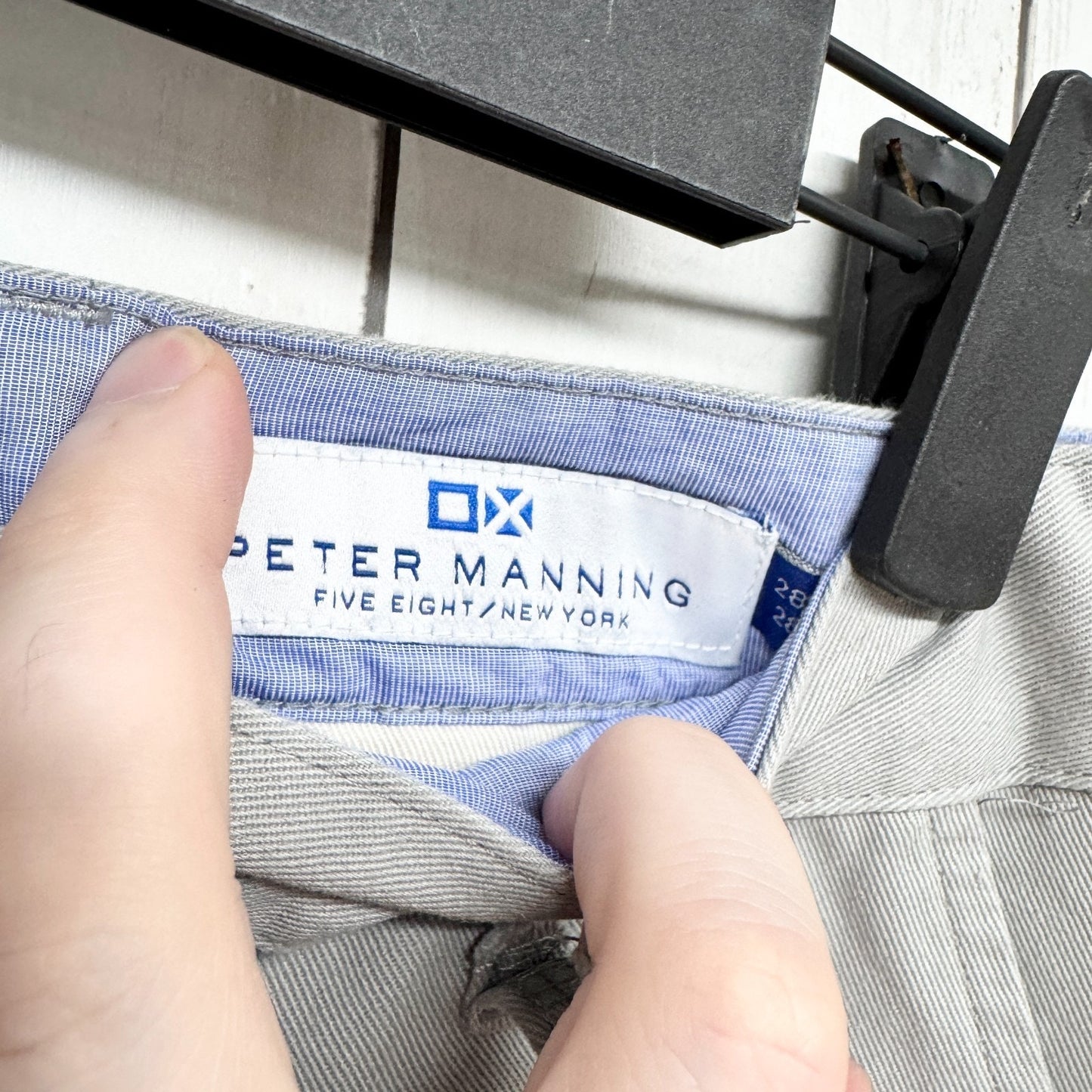 New Peter Manning Pants Men Size 28W X 28L Gray Slim Straight Chino Zip Fly