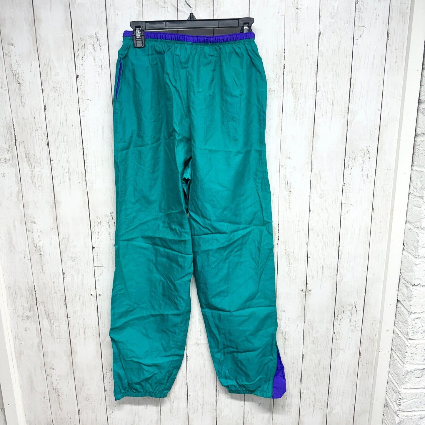 Vtg L.L. Bean Kids X Retro Drawstring Run Nylon Multicolored Track Pants 90s