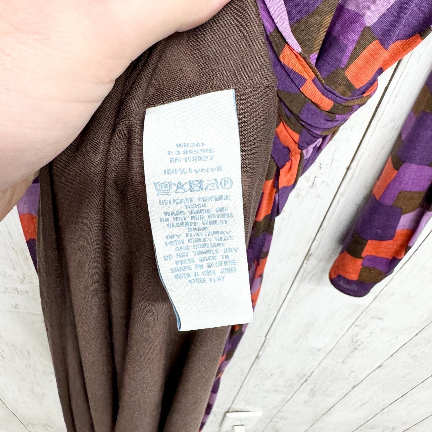 Boden Dress Women Size 10R Midi Long Sleeve Twisted Wide Open Neck Geometric