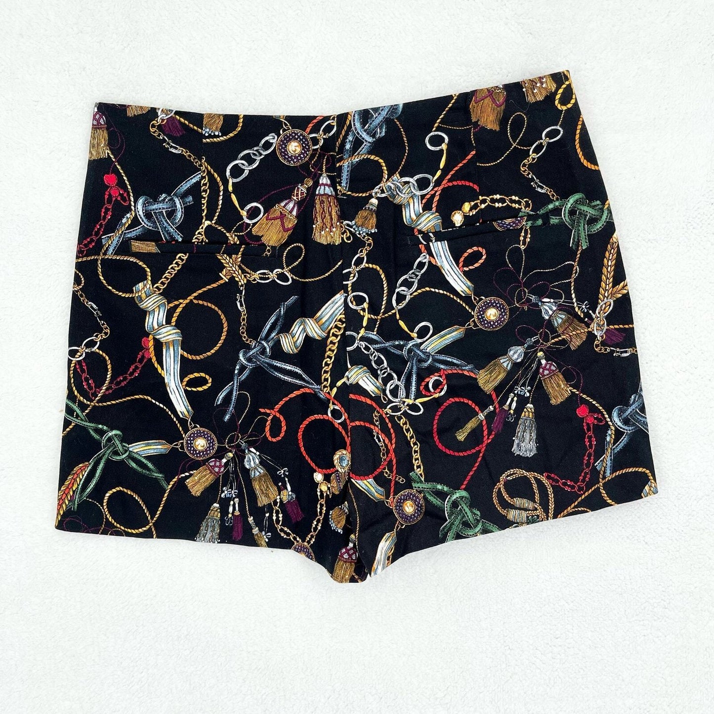 ZARA Shorts Women Size Medium High Waisted Nautical Tailored Beach Front Pocket