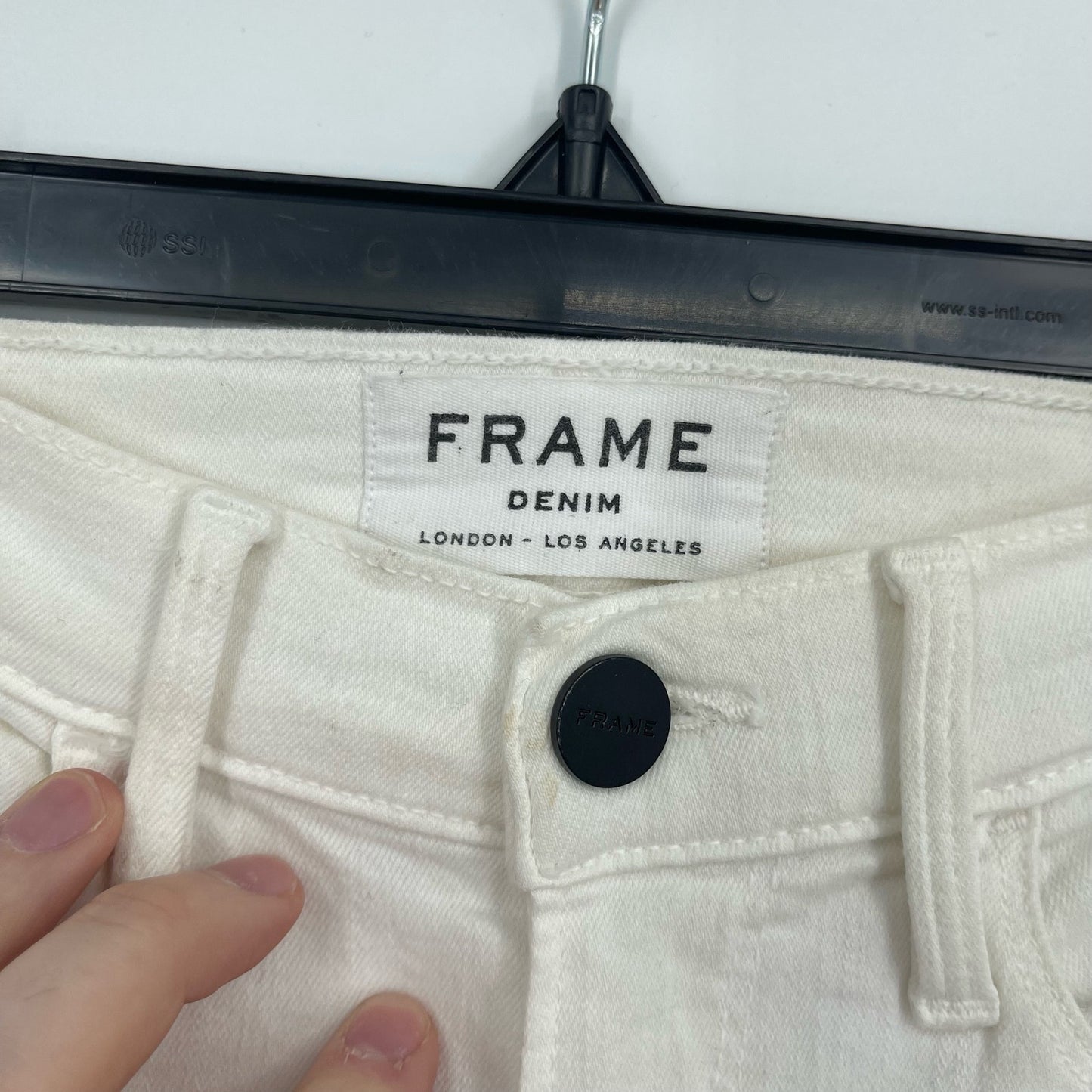 FRAME Le Skinny De Jeanne Women Mid Rise White Ripped Skinny Jeans Size 23