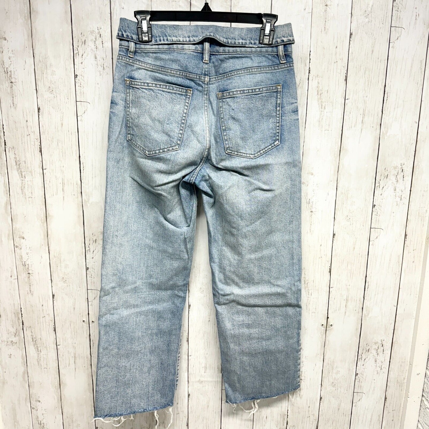 PISTOLA Jeans Women Size 27 Distressed Wide Leg Cotton High Waisted Rolled Hem