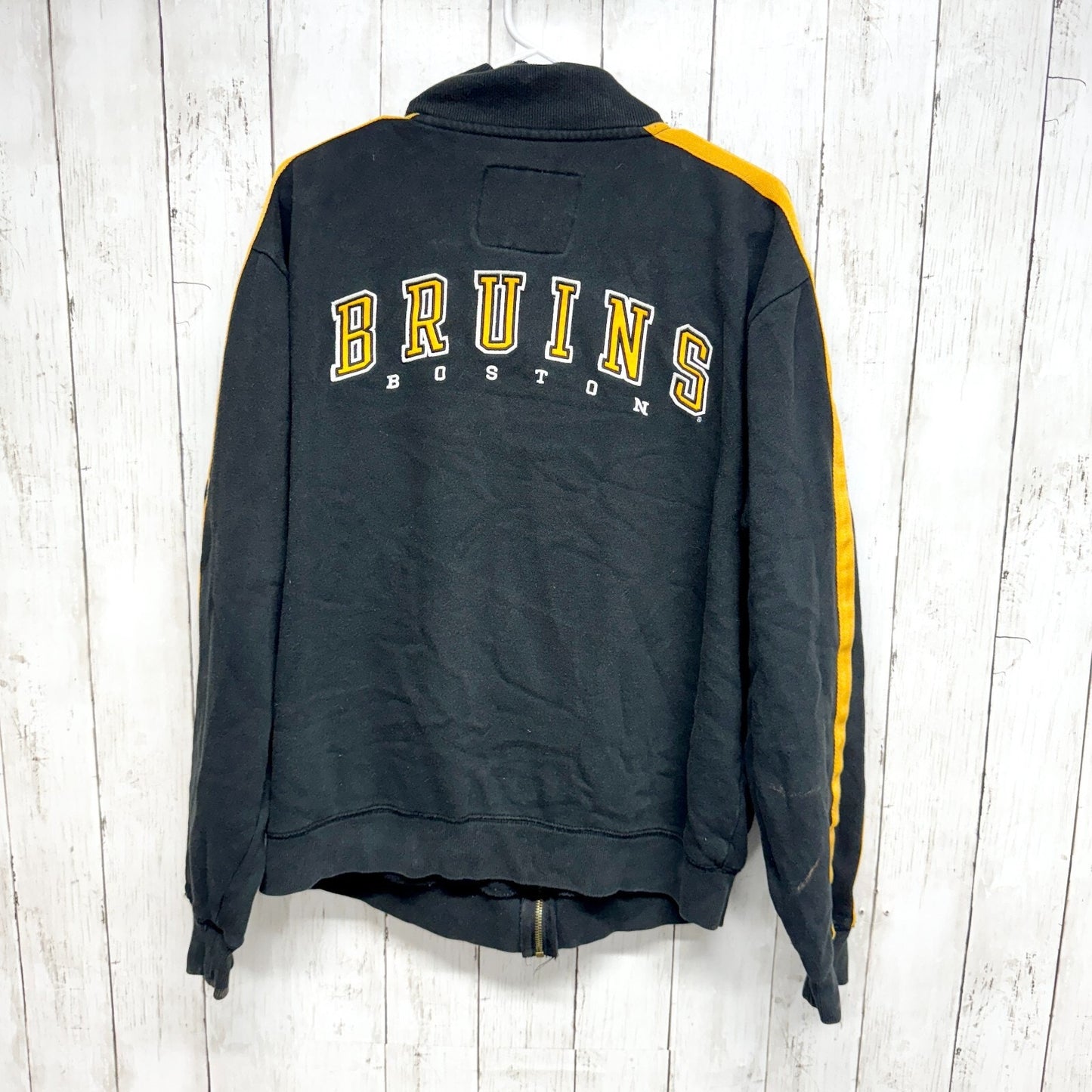 Boston Bruins Men's L G-III Full Zip Sweater Yellow Trim NHL Hockey Sportswear