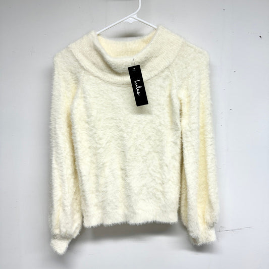 Lulus Women Eyelash Knit Sweater Yellow Long Balloon Sleeves Medium