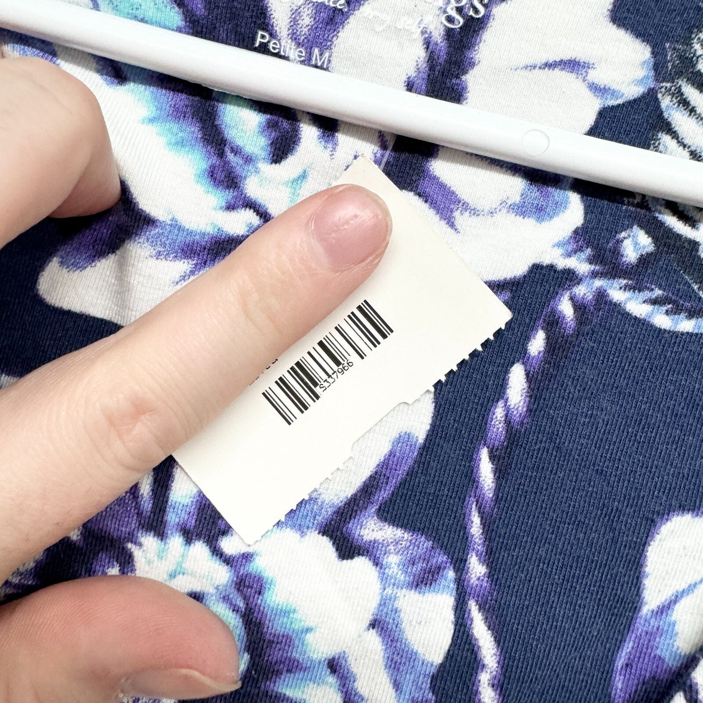 Soft Surroundings Petite Blue White Floral Cap Sleeve Faux Wrap Style Midi Dress