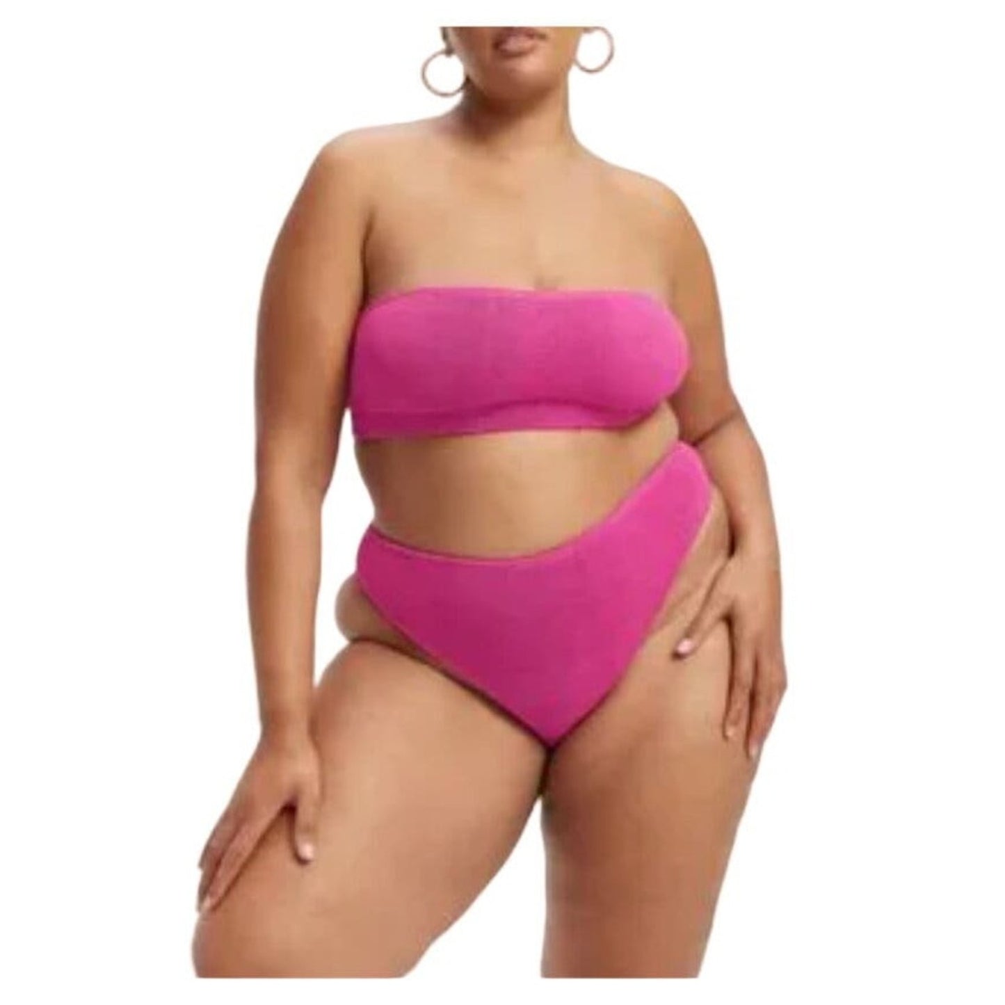 Good American Women Pink Sparkle Good Waist Cheeky Swim Bottoms Bikini Size 0 XS