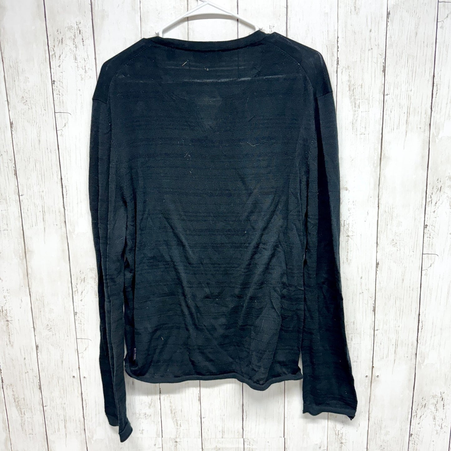 TED BAKER Sweater Women Size 4(10) Black Deep V Long Sleeve Straight Hem Cotton