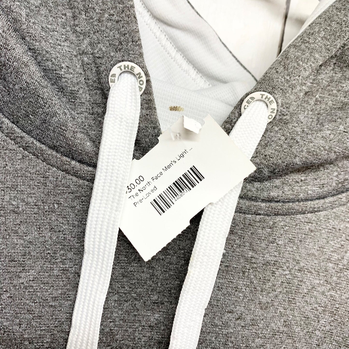 The North Face Sweatshirt Women Size Medium Hooded Drawstring Gray White Casual