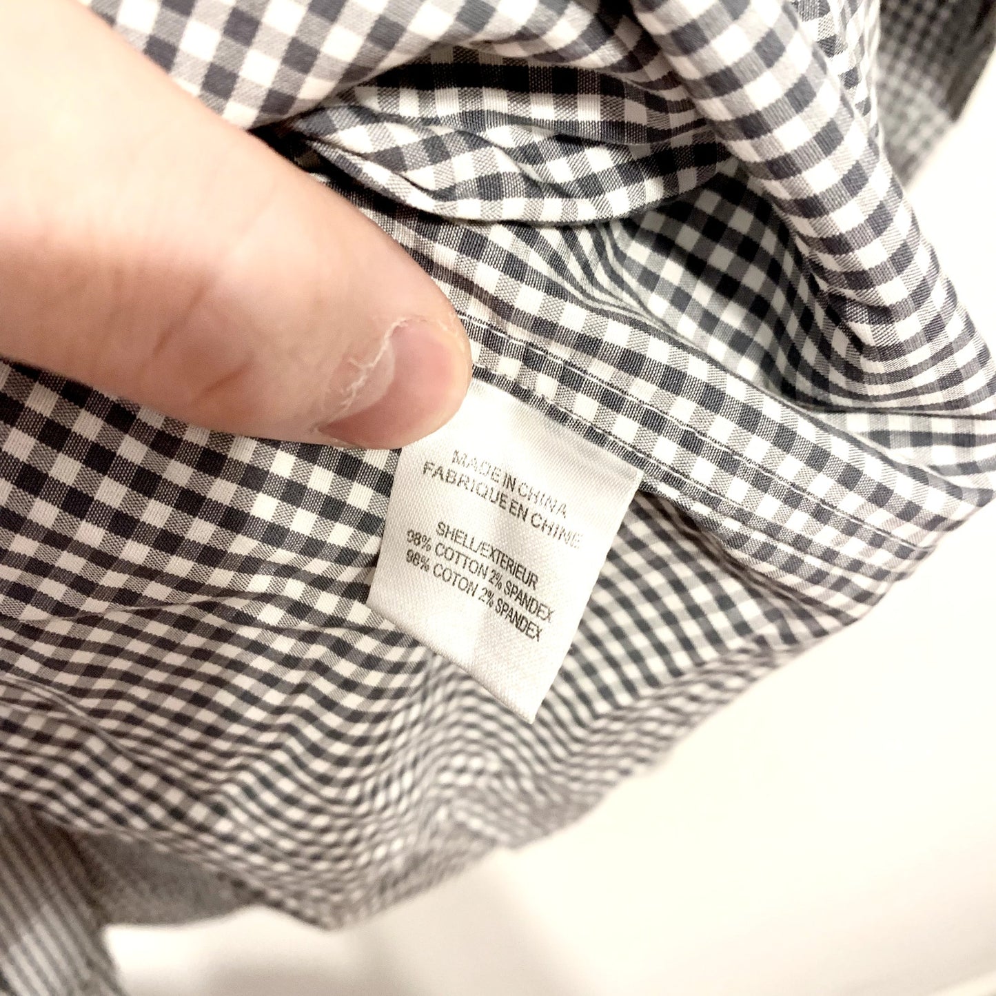 THEORY Button Up Mens Size 16.5 Grey Plaid Long Sleeve Collared Cotton Blend