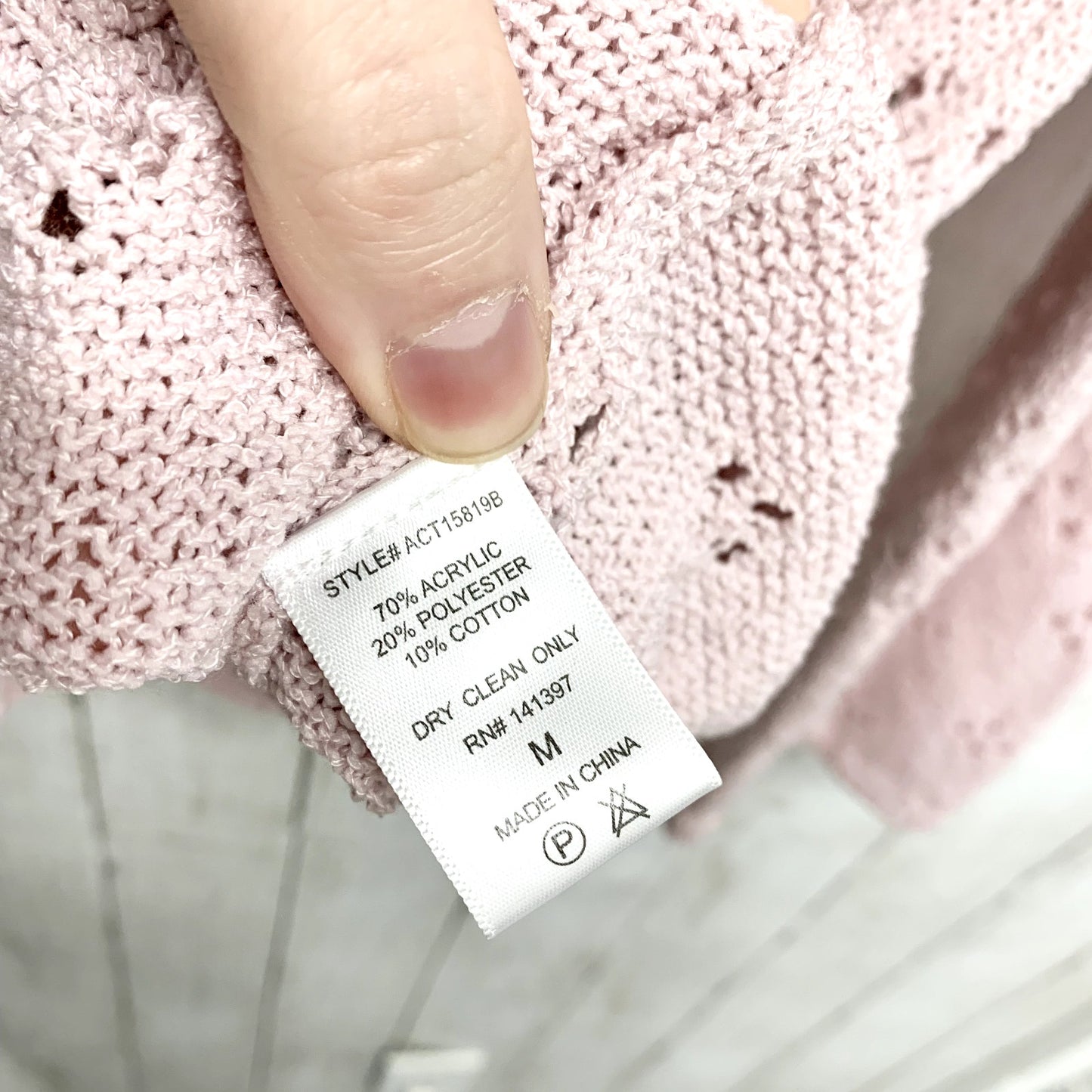 ASTR The Label Sweater Women M Pink Lavender Belle Pointelle Perforated Floral