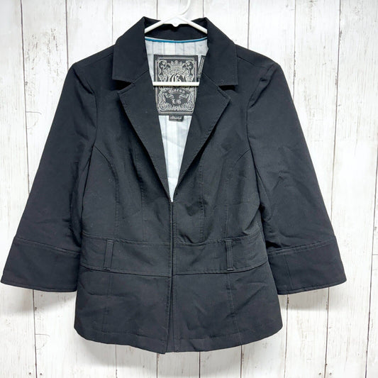 Guess Womens Blazer Size LG Black Stretch Button-Up Notched Collar Long Sleeve