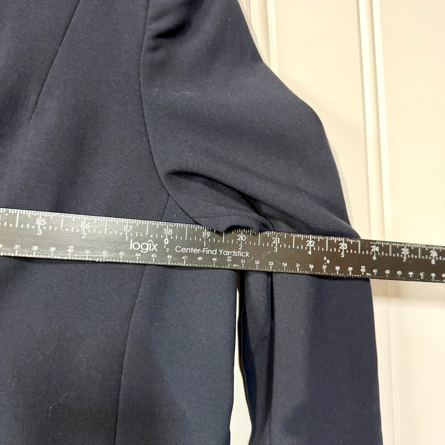 TAHARI Jacket Women Size M Button Down Navy Blue Pleated Collared Polyester