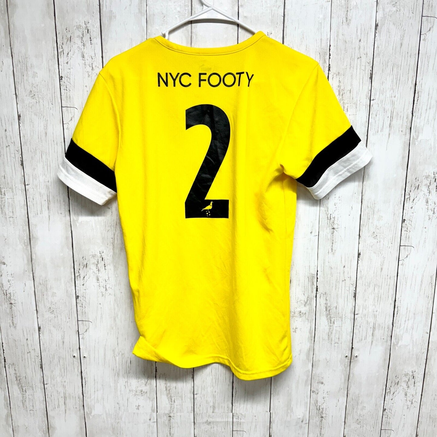 PUMA Top Women Size S Jersey Short Sleeve NYC Footy Round Neck Polyester Yellow