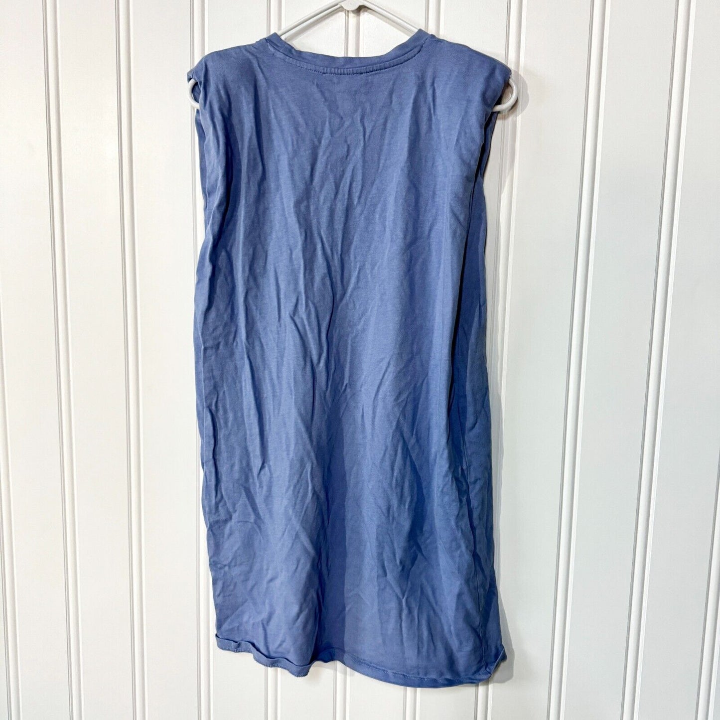 Zara Padded Shoulder Crewneck Cotton Blue Tunic Dress Size Medium