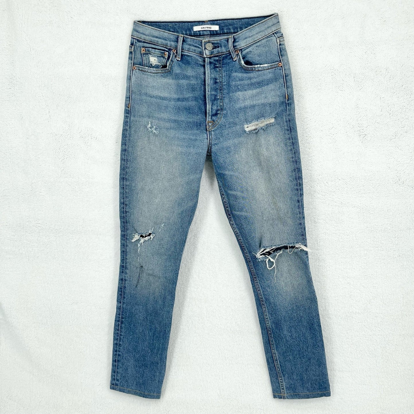 GRLFRND Karolina Mid Rise Straight Leg Slashed Jeans Womens Size 26