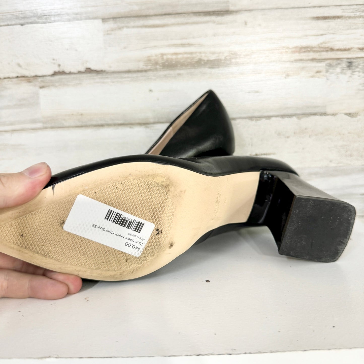 Zara Women Black Patten Leather Pump Business Women Heels Size 39/8.5