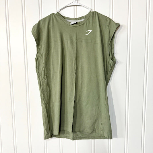 Gymshark Cotton Slim Fit Green Spandex Muscle Shirt Size Medium