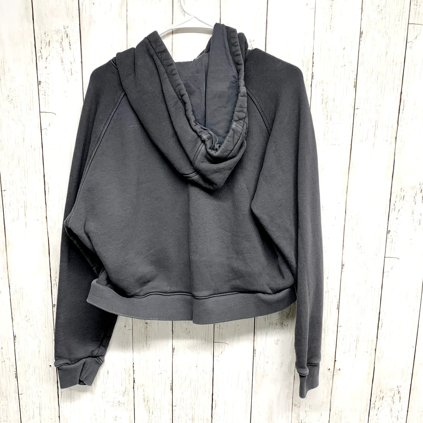 Outdoor Voices Sweater Medium Cropped Grey Hooded Long Sleeve Cotton Fitting