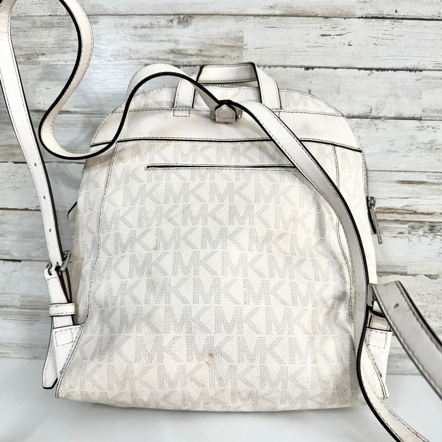 MICHAEL KORS Dallas Medium Slim BACKPACK MK Signature Soft Sky White Authentic