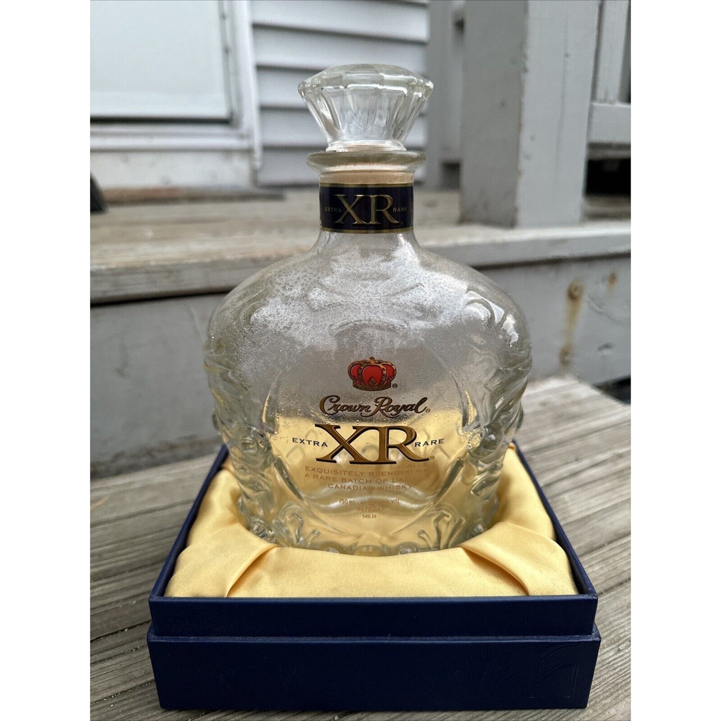 Crown Royal Bottle (Empty) with Original Box and Velvet Bag