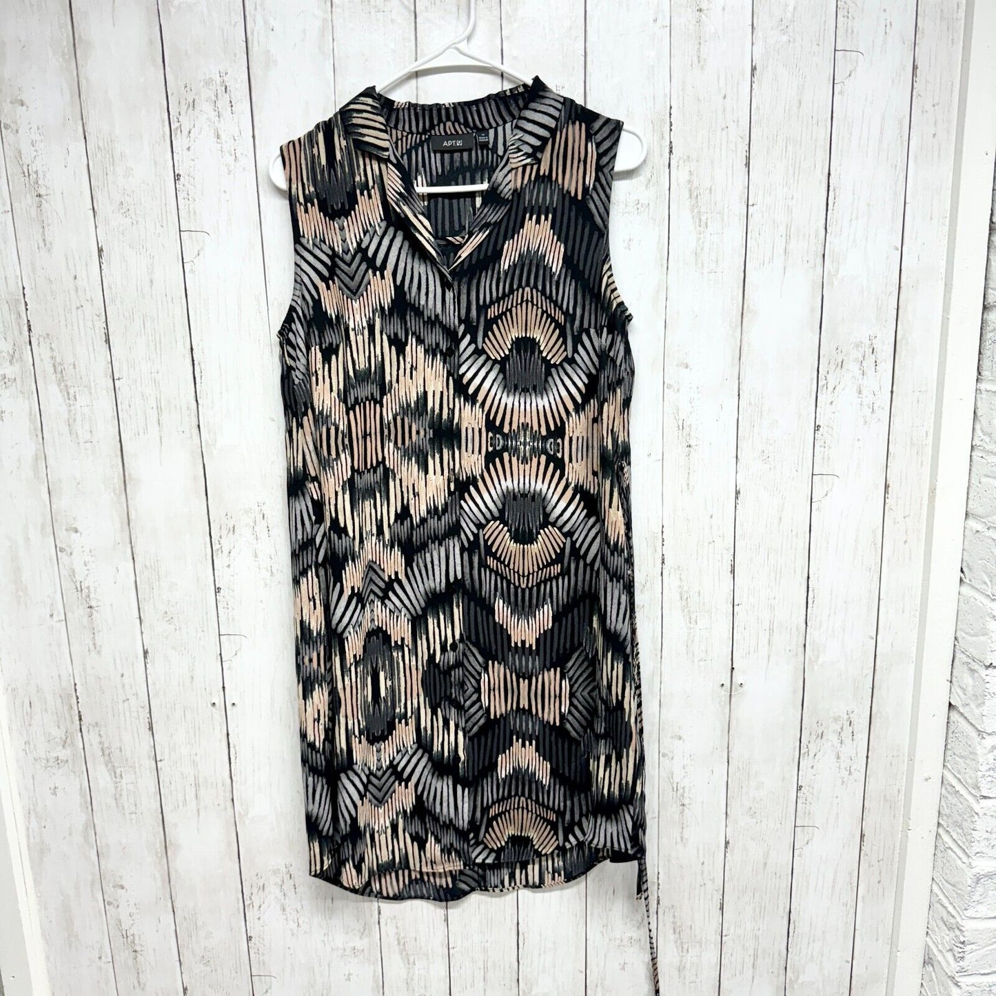 APT 9 Dress Women Size 10 Sleeveless Mini Shift Abstract Tribal Boho Polyester