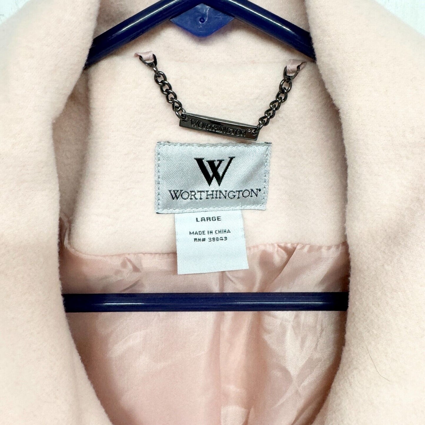 Worthington Jacket Women Size L Double Pocket Snap Button Pink Textured Cotton