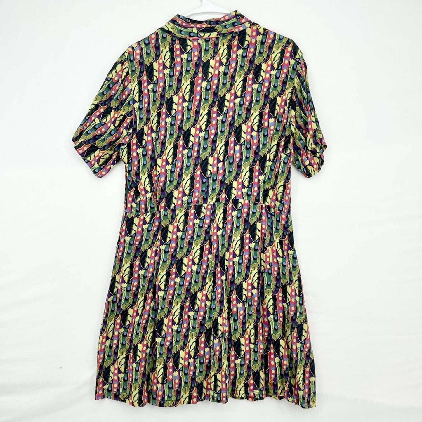 Flax 100% Rayon Multi Geometric Button Up Mini Dress Size Small