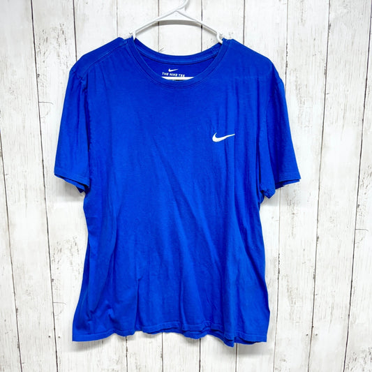 NIKE Top Women Size L Short Sleeve Royal Blue Cotton Casual Summer Top