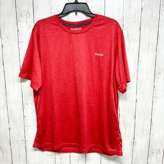 REEBOK Shirt Men Size L Short Sleeve Dry Fit Athletic Running Casual Red Stretch