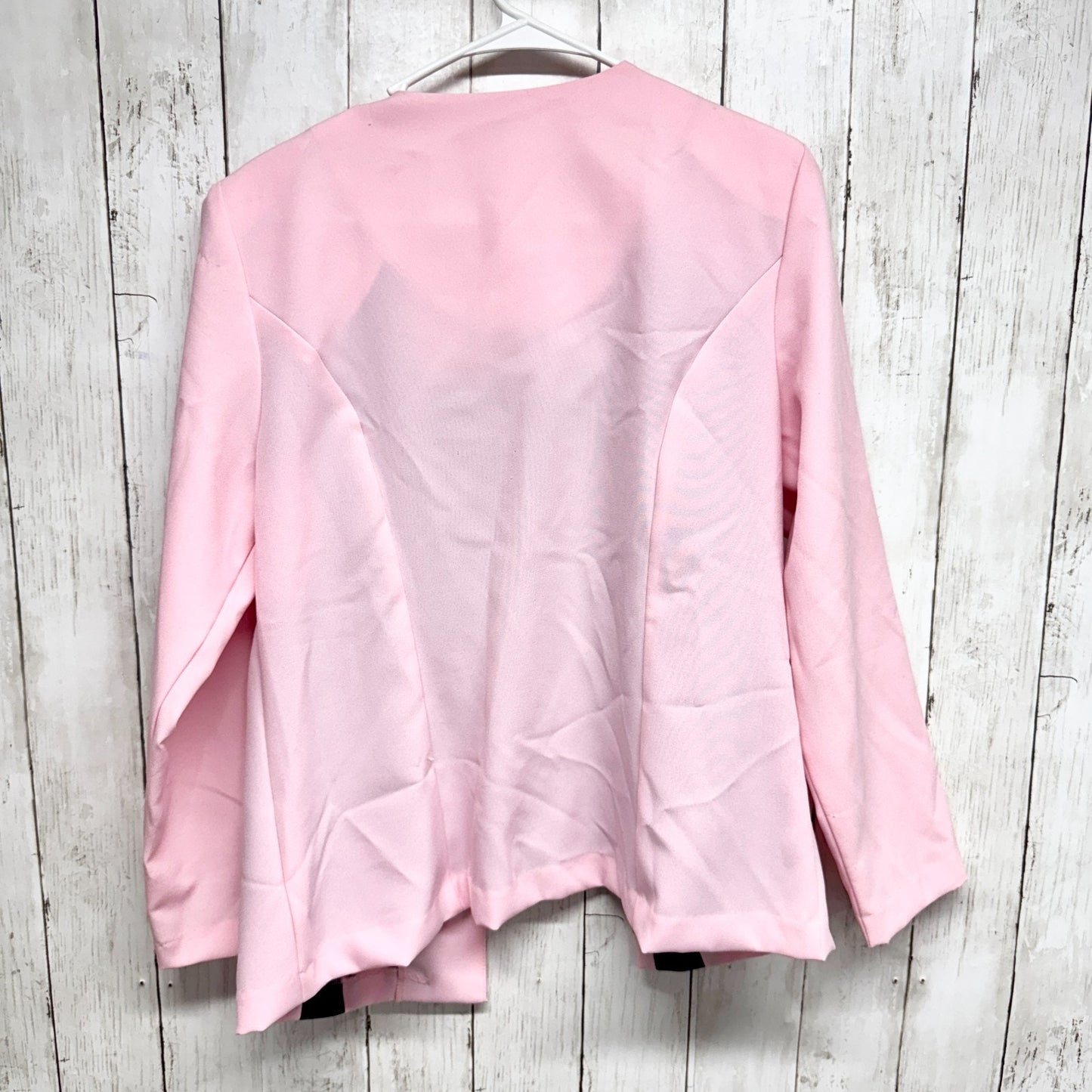Vintage Olivia Matthews Jacket Women Size 14P Light Pink Navy Collarless Blazer