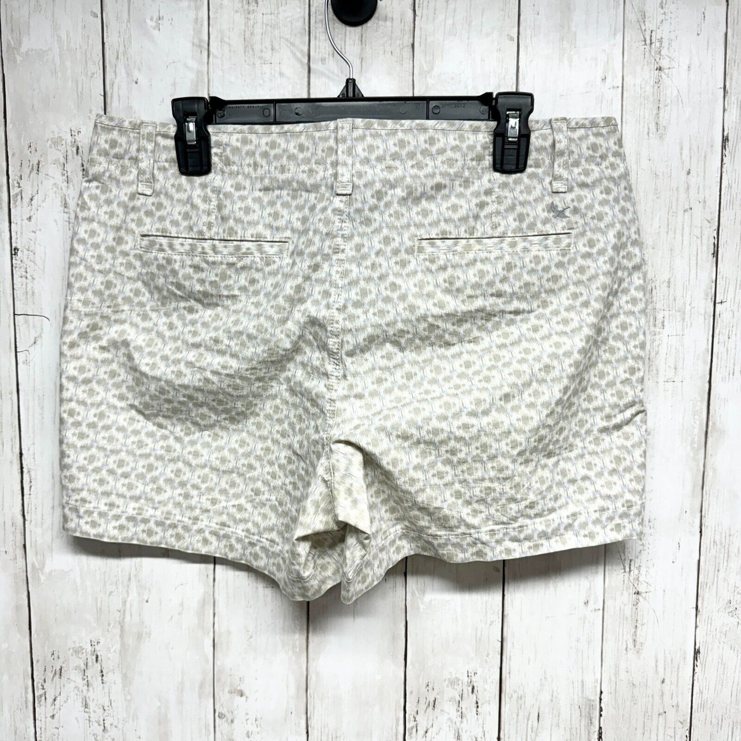 EDDIE BAUER Shorts Women Size 12 Chino Mid-Rise 4.5" Inseam Brown Blue Print