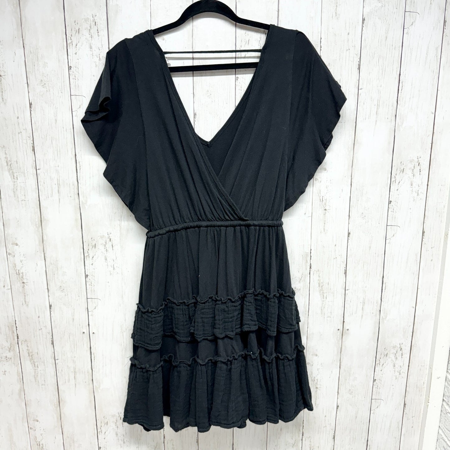 Daily Practice by Anthropologie Dress Women Size XS Black Tiered Ruffle Mini