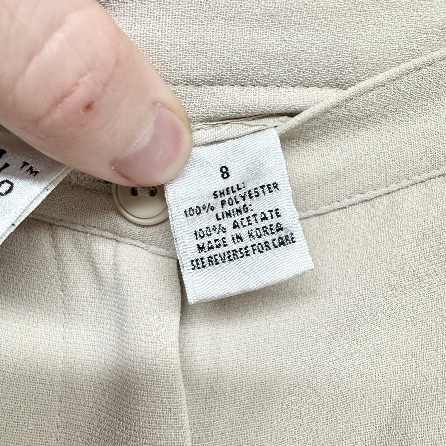 Madison Studio Pants Women Size 8 Beige Pleated Front Trousers Pockets Zip Fly