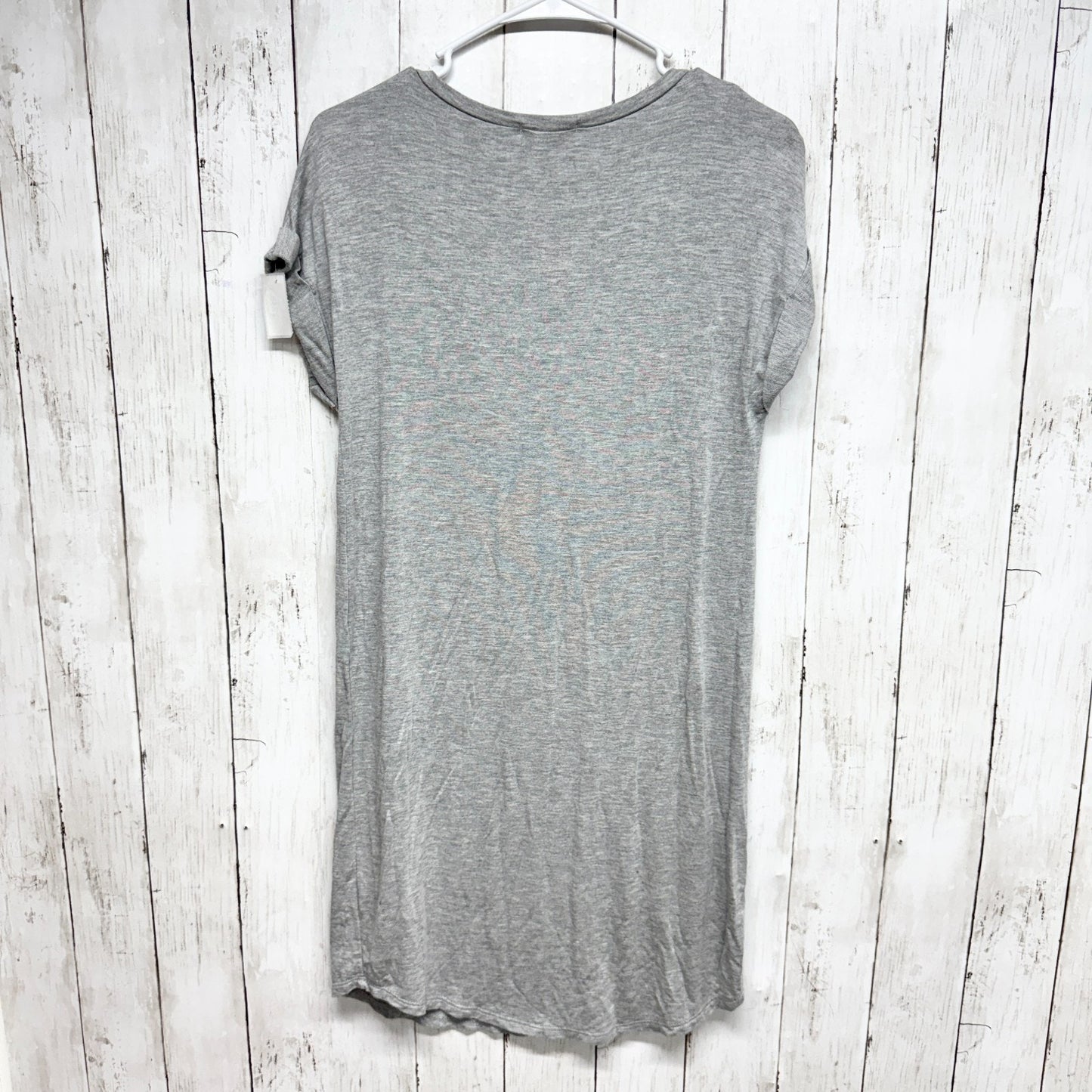 Antistar Dress Women Size XS Gray Boat Neck Short Sleeve Midi Cuffed Sleeve