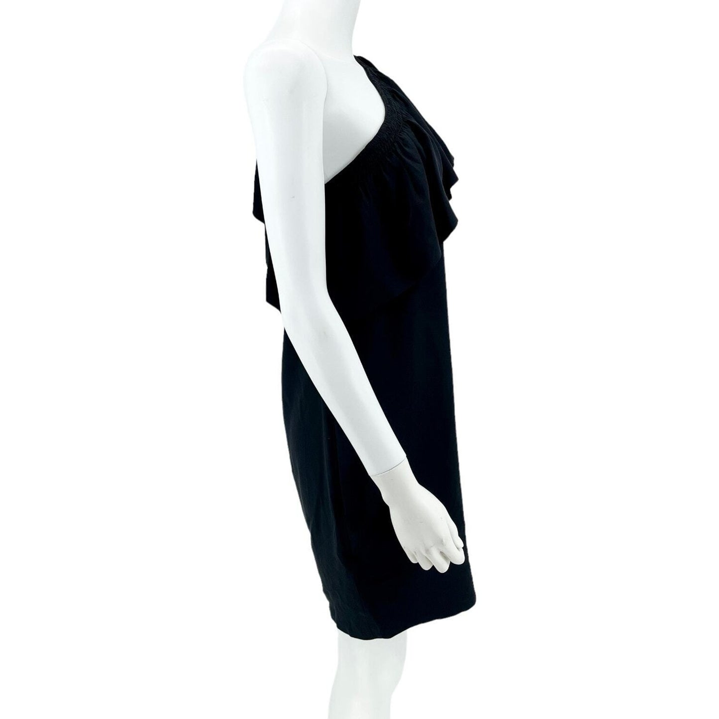 Madewell Dress Women Size 4 Mini Black Asymmetrical Off Shoulder Ruffled Casual
