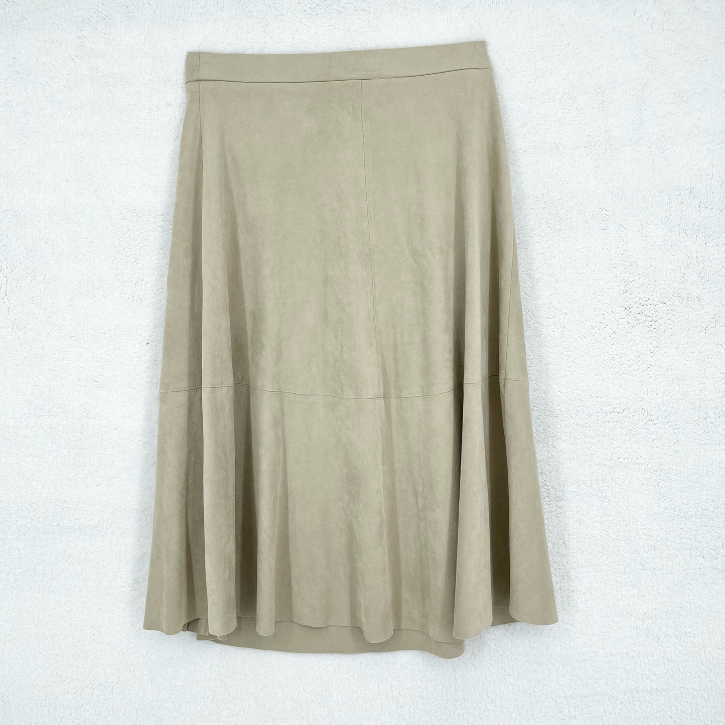 Zara Basic Women's Tan Faux Suede Midi Business Button Size Small Casual Skirt