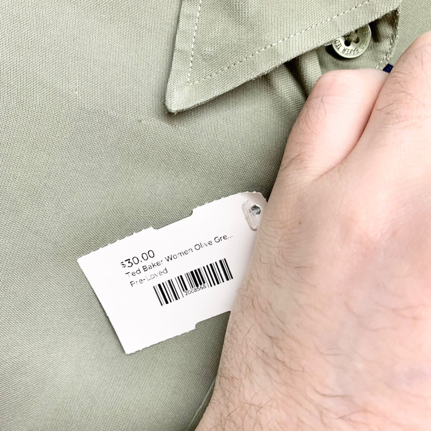Ted Baker Shirt Mens Size 2 Long Sleeve Collared Button Down Sage Green Preppy