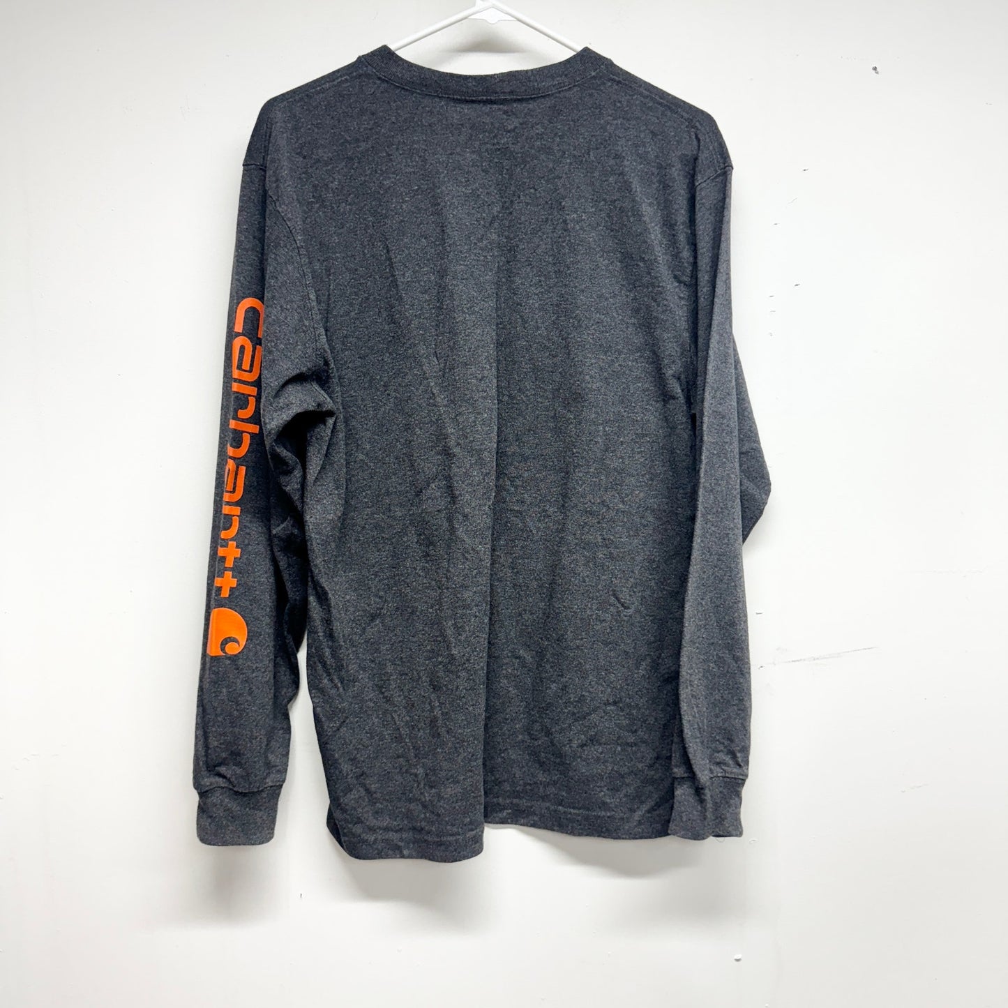 Carhartt Men's Logo T Shirt Gray Cotton Original Long Sleeve Fit Size Small