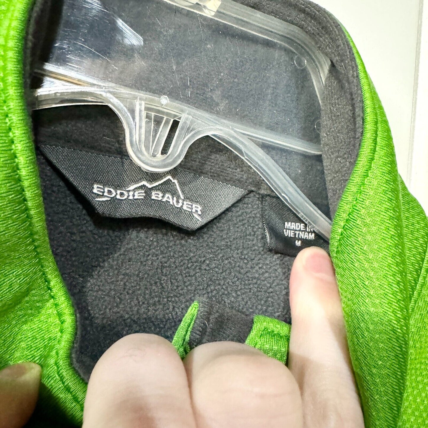 Eddie Bauer Jacket Full Zip Insulated Neon Green Soft Shell Pocket Size M