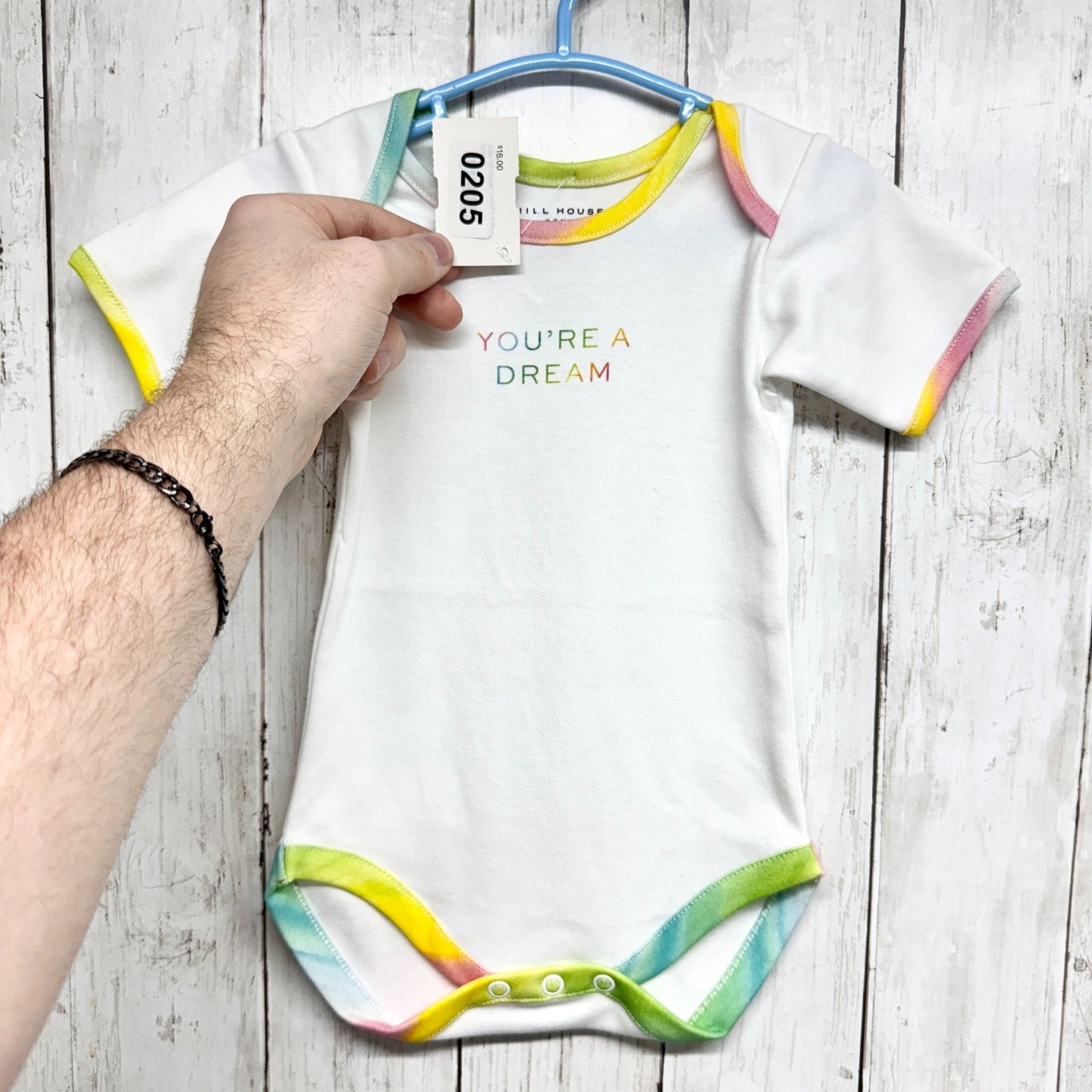 Hill House BodysuitBaby Size 3-6M White Short Sleeve You're A Dream Rainbow NWOT