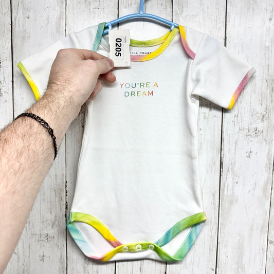 Hill House BodysuitBaby Size 3-6M White Short Sleeve You're A Dream Rainbow NWOT