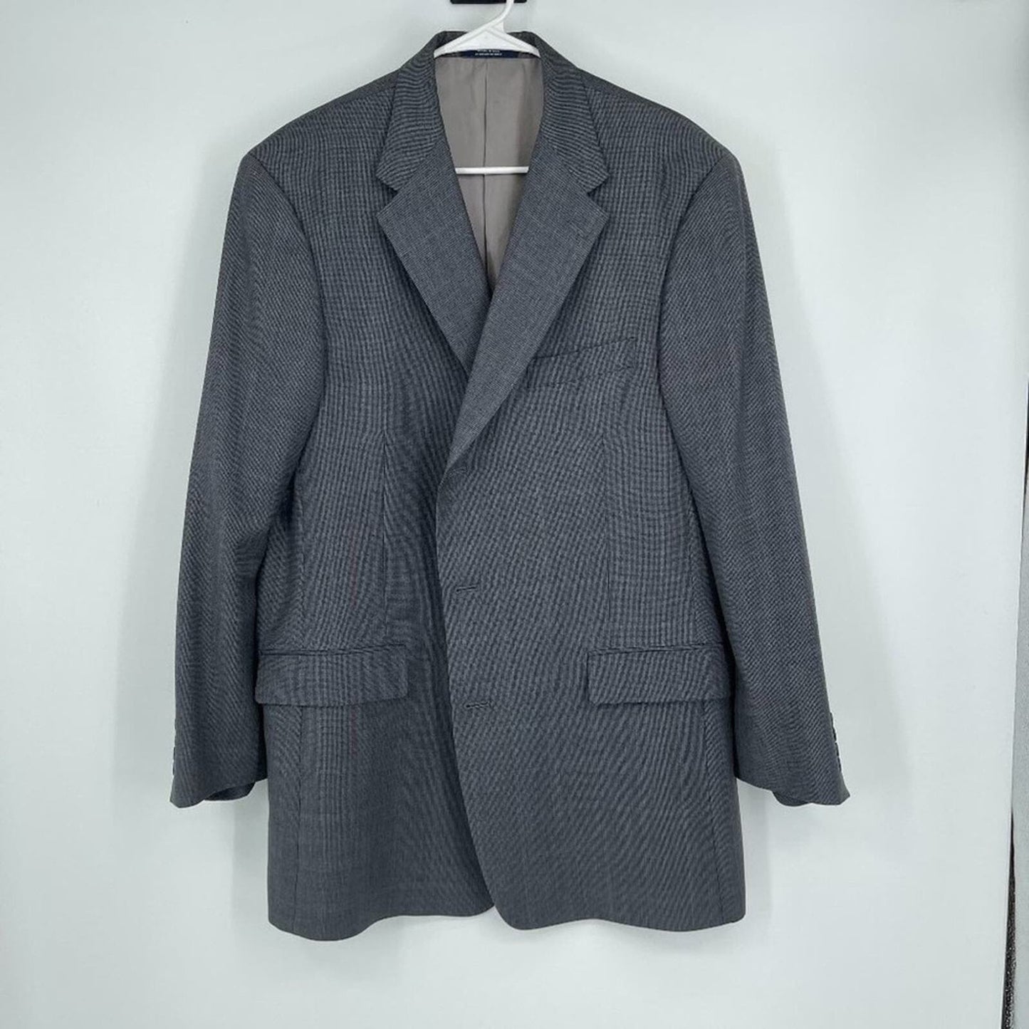 TED BAKER Suit Jacket Mens Size 46L Windorbane Plaid Grey Triple Button Textured