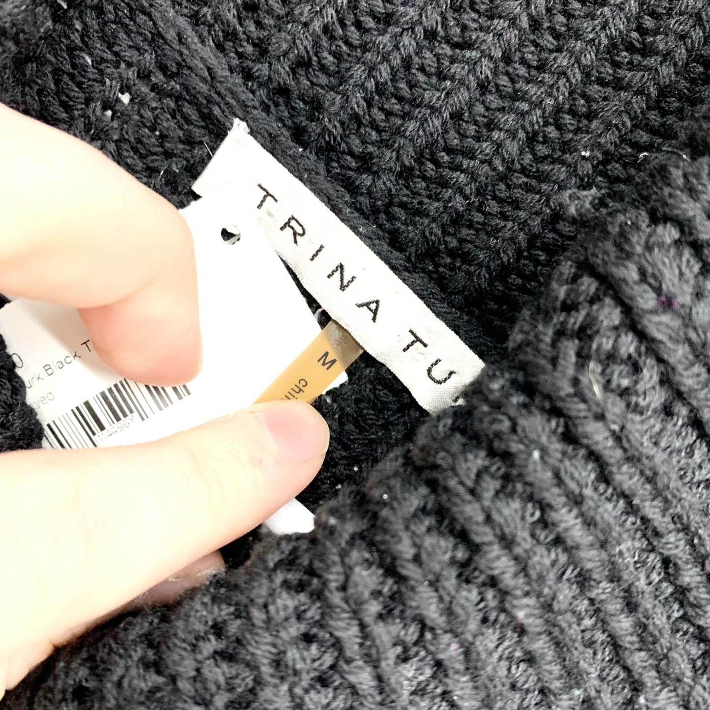 Trina Turk Sweater Women Size M Black Turtleneck Cable Knit Long Sleeve Tunic