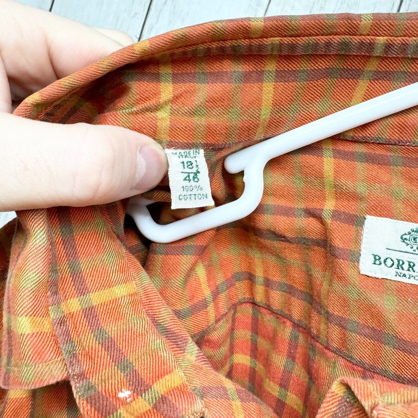 LUIGI BORRELLI Button Down Men 14.5/46 Cotton Blend Long-Sleeve Shirt Italy