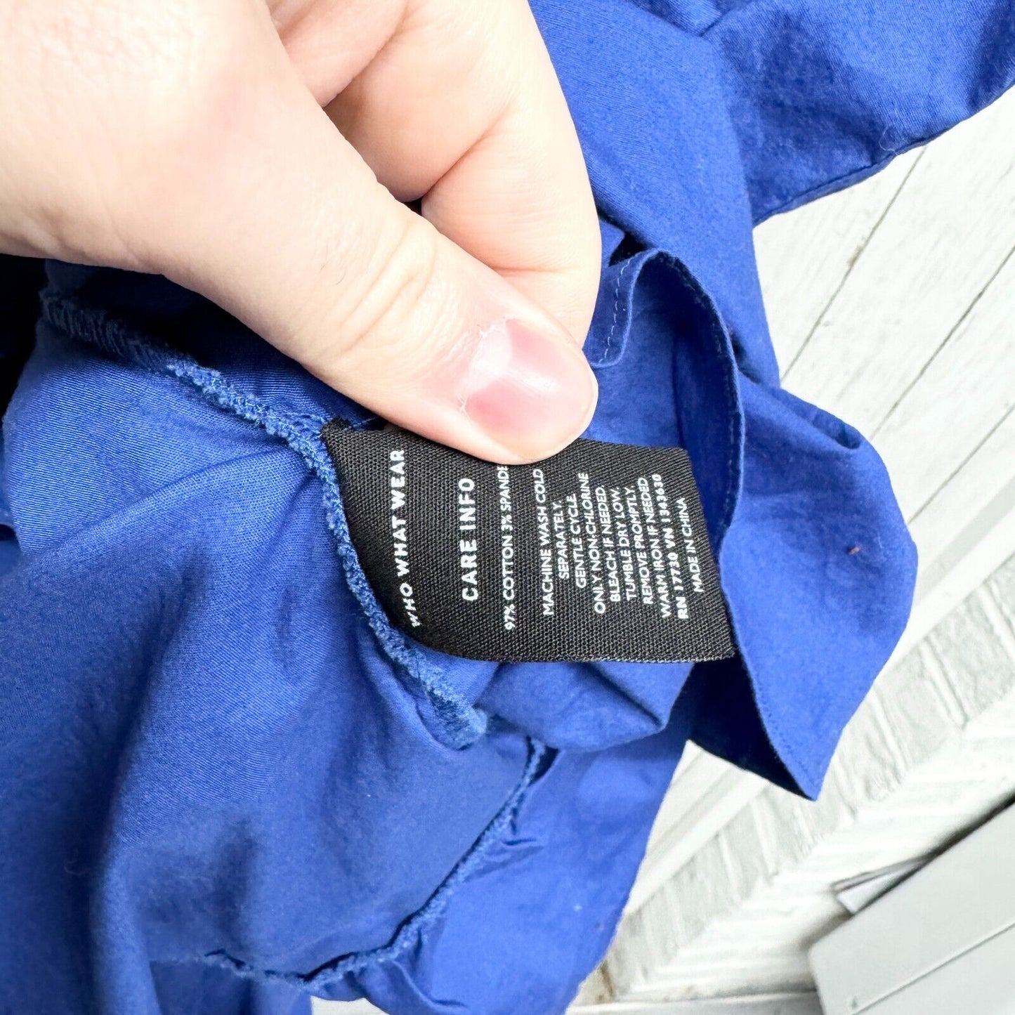 WHO WHAT WHERE Dress Women Size L Royal Blue Cold Shoulder Polyester Mini Ruffle