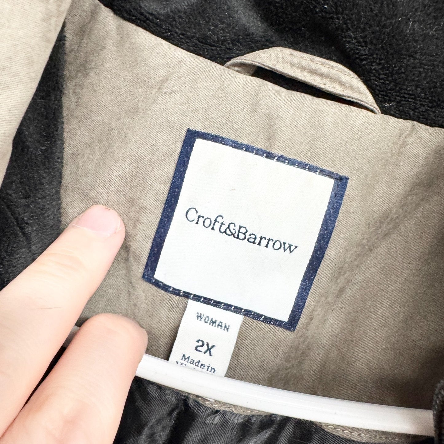 Croft & Barrow Jacket Women Size 2X Brown Suede Full Zip Hooded Pockets Outdoor