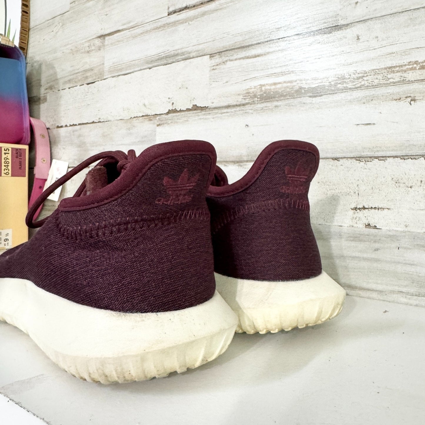 Adidas Women Size 7 Tubular Shadow Maroon Running Sneakers Athletic Casual