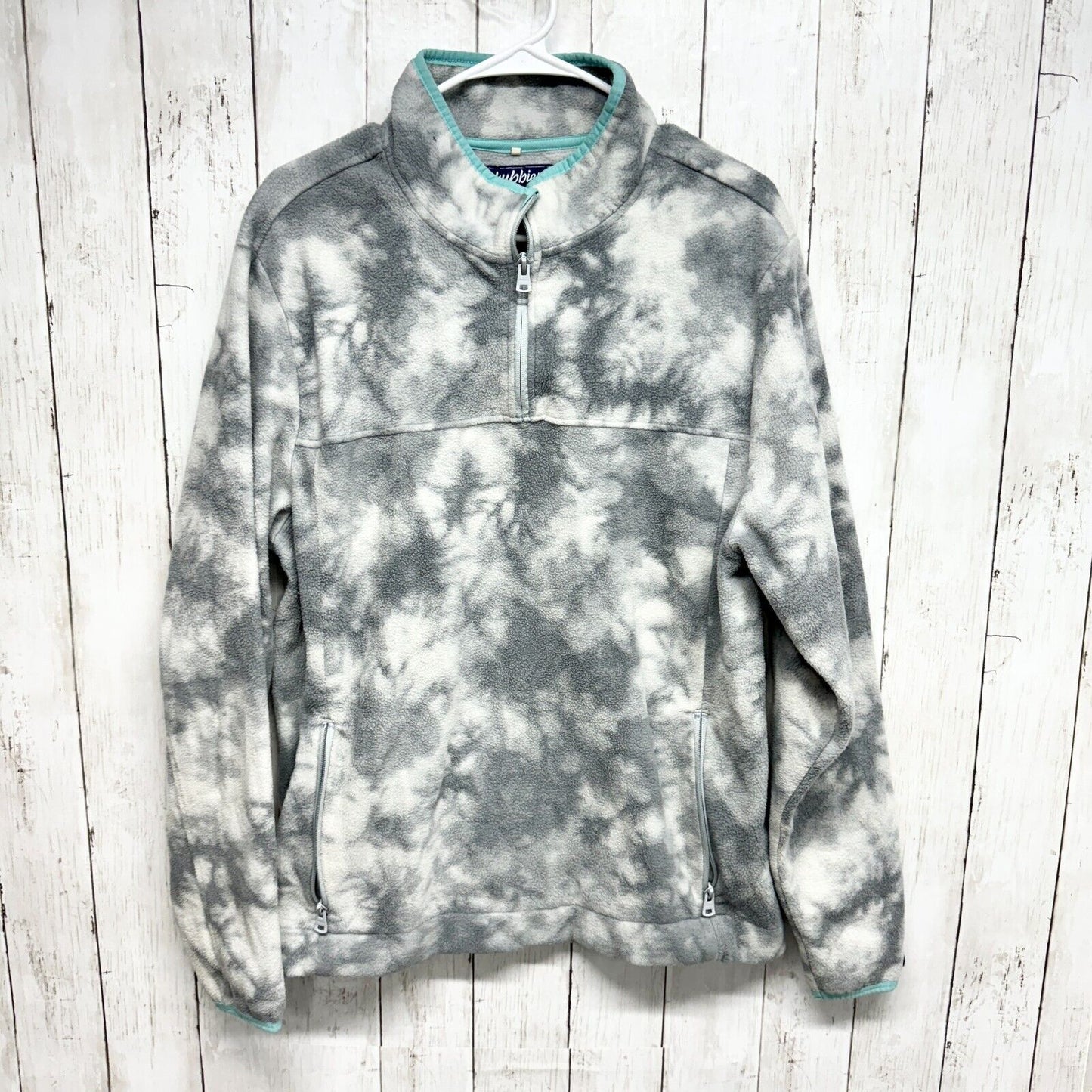 CHUBBIES Sweater Men Size XL 1/4 Zip Marble Long Sleeve Fleece Pocket Standing