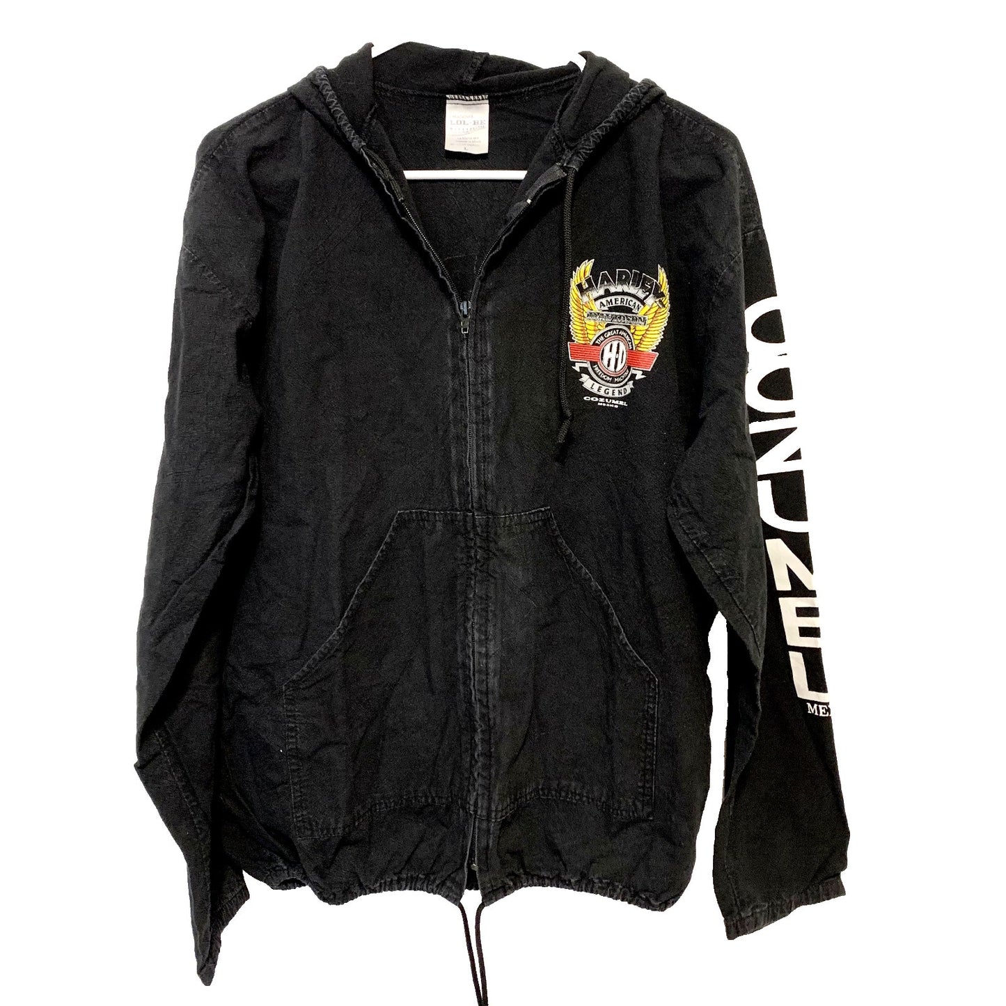 VTG Harley-Davidson Unisex L American Legend Cozumel Mexico Zip Graphic Hoodie